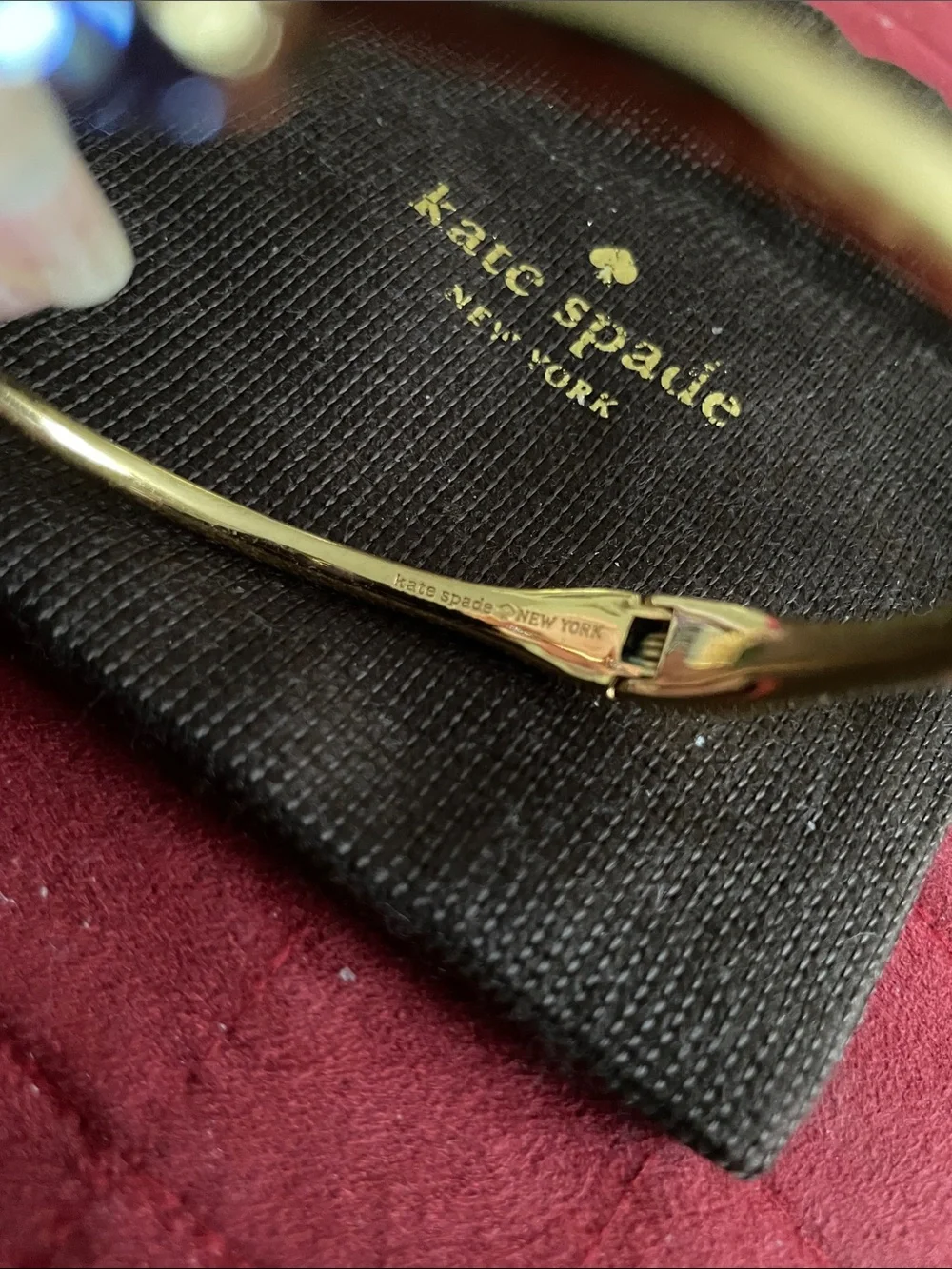 kate spade Gold Open Cuff with Light Blue Crystal Ends Bracelet & Dust Bag - Picture 3 of 4